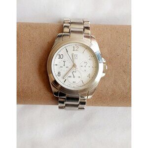 NY&C Sub Dials Analog Women Silver Quartz Watch New Battery